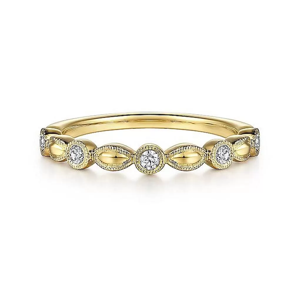 0.14ctw Orzo Shape Diamond Band - Yellow Gold