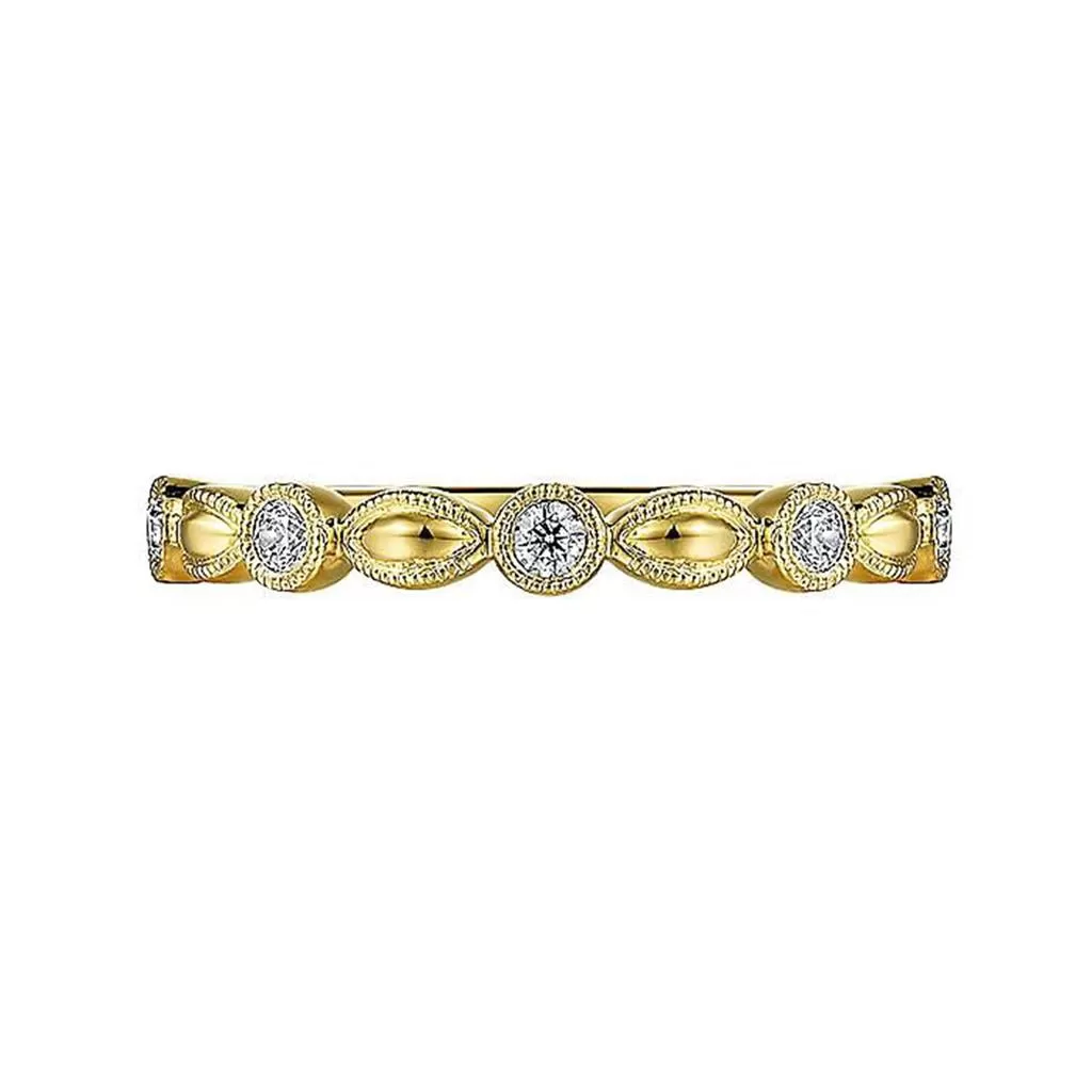 0.14ctw Orzo Shape Diamond Band - Yellow Gold