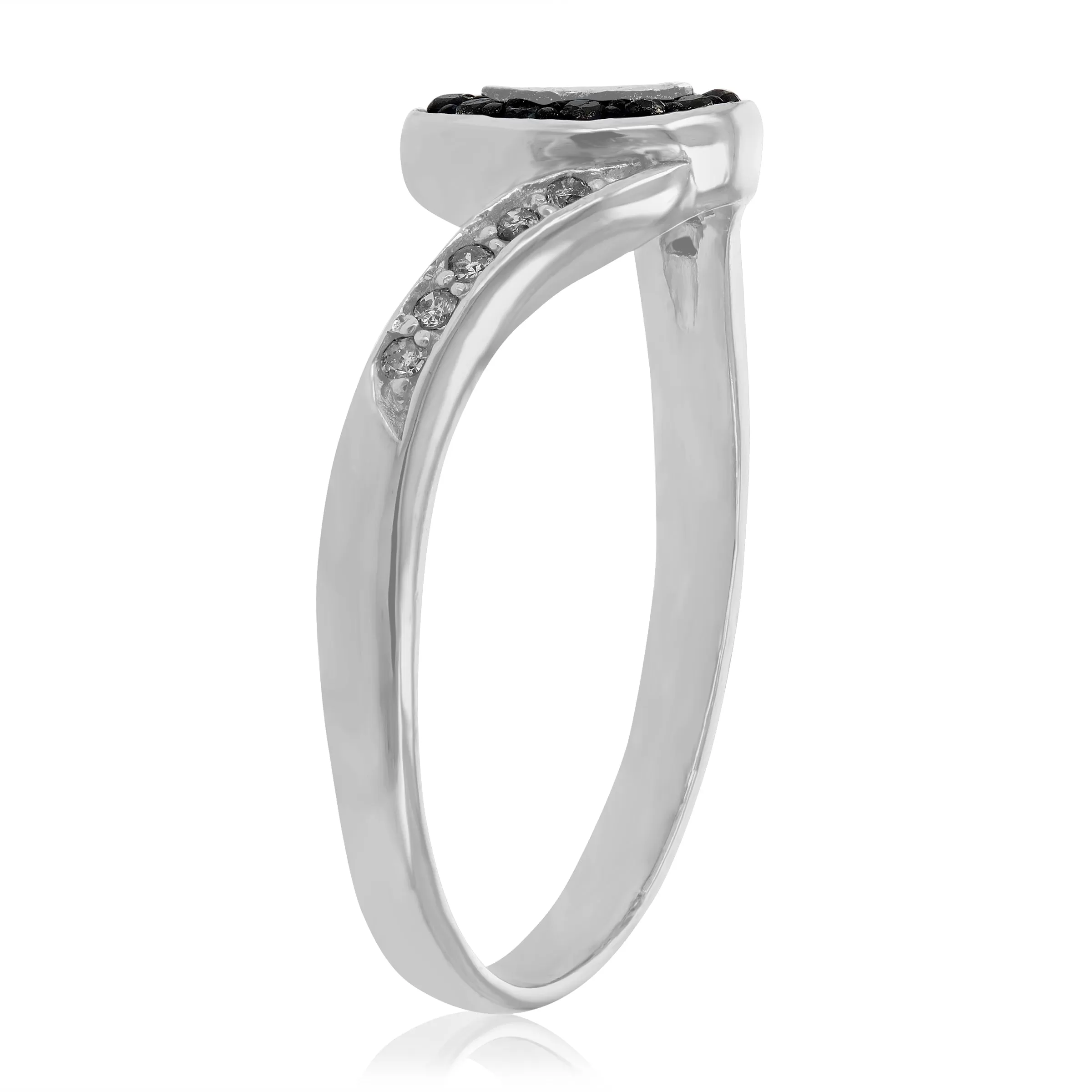 0.15 cttw Black and White Diamond Ring .925 Sterling Silver with Rhodium