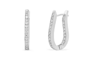 0.95 CT TW Round Diamond Hoop Earrings 14K White Gold DER001