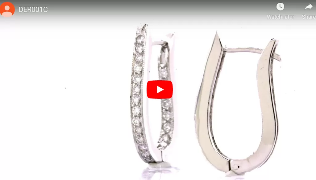 0.95 CT TW Round Diamond Hoop Earrings 14K White Gold DER001