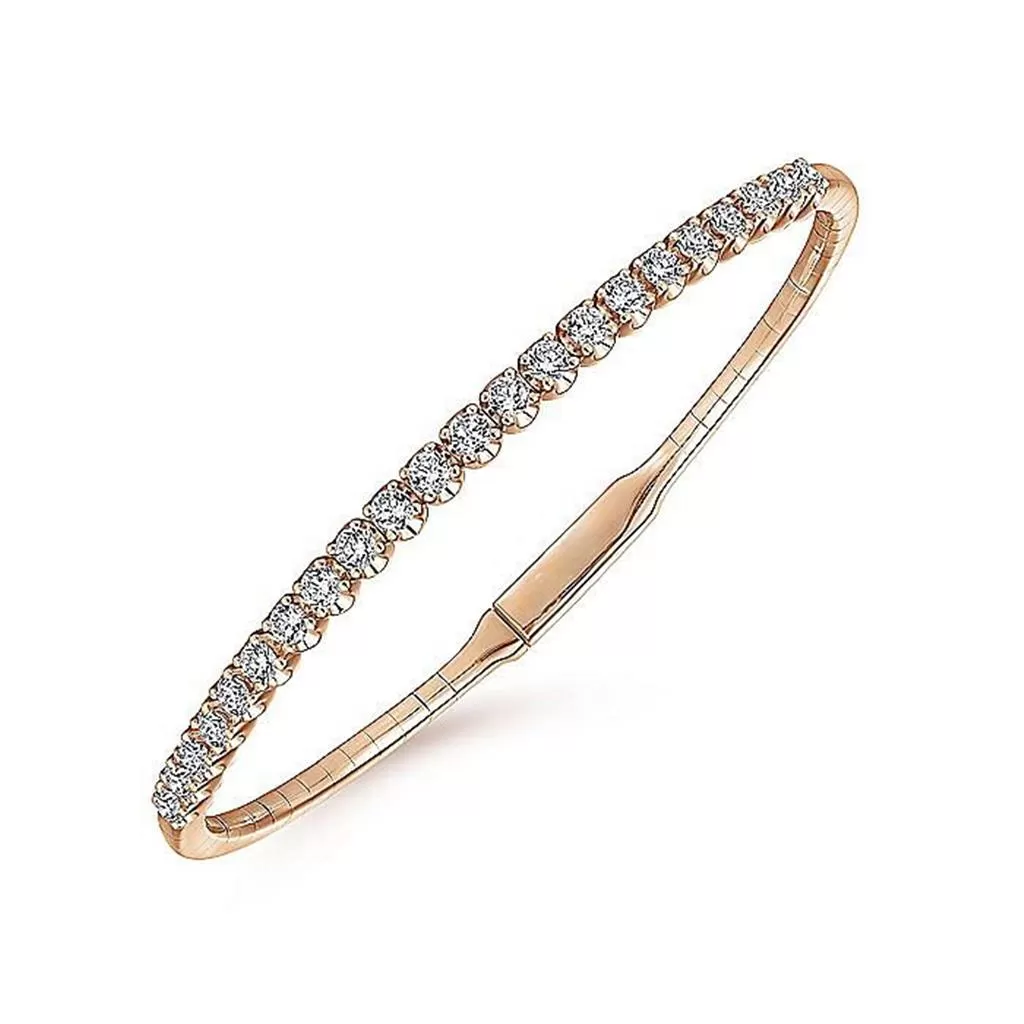 0.97ctw Round Diamond Bangle Bracelet - Rose Gold