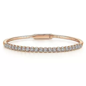 0.97ctw Round Diamond Bangle Bracelet - Rose Gold