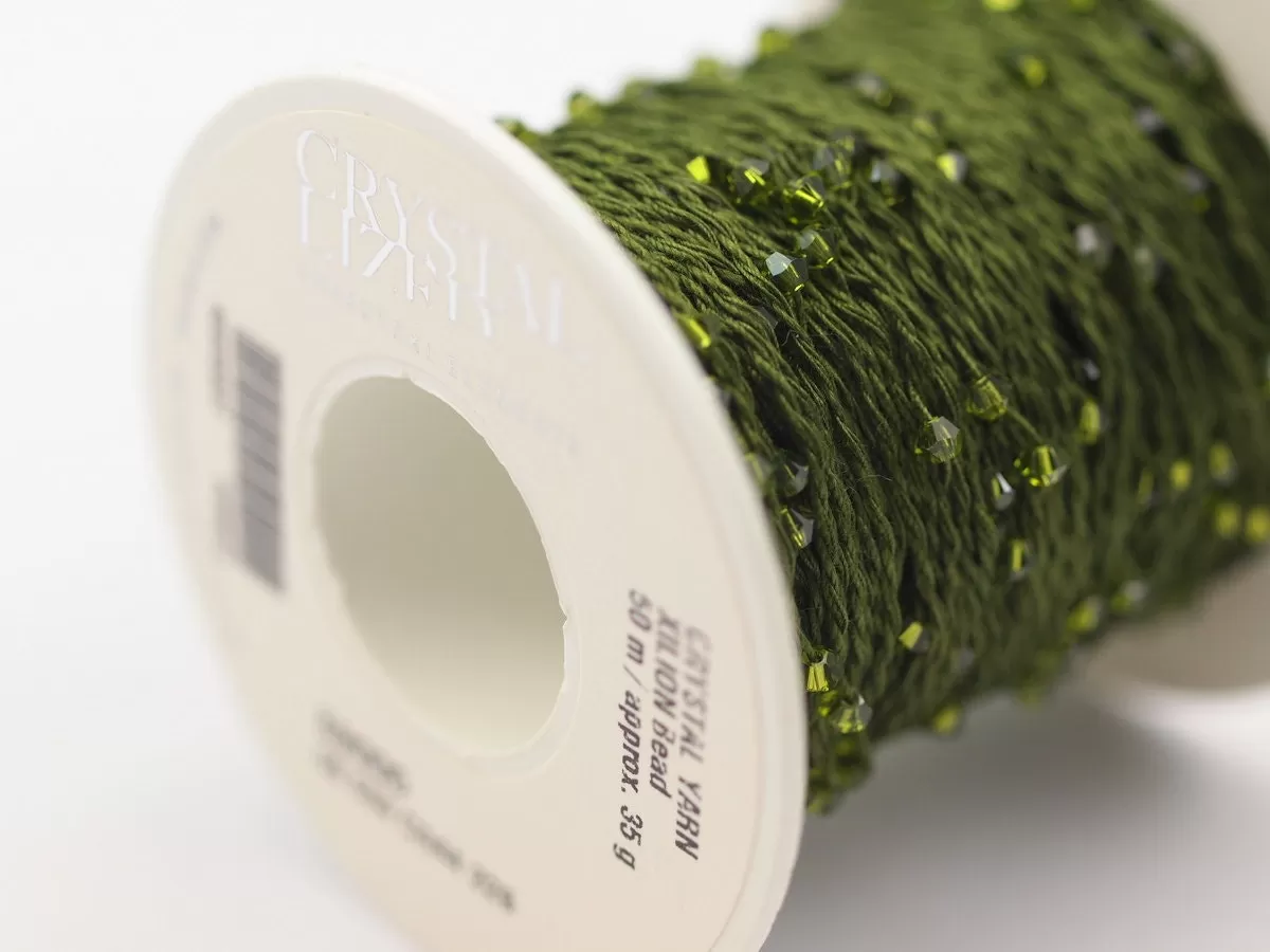 1 Spool - 50 Meters - Swarovski Crystal Cotton Yarn, Olivine