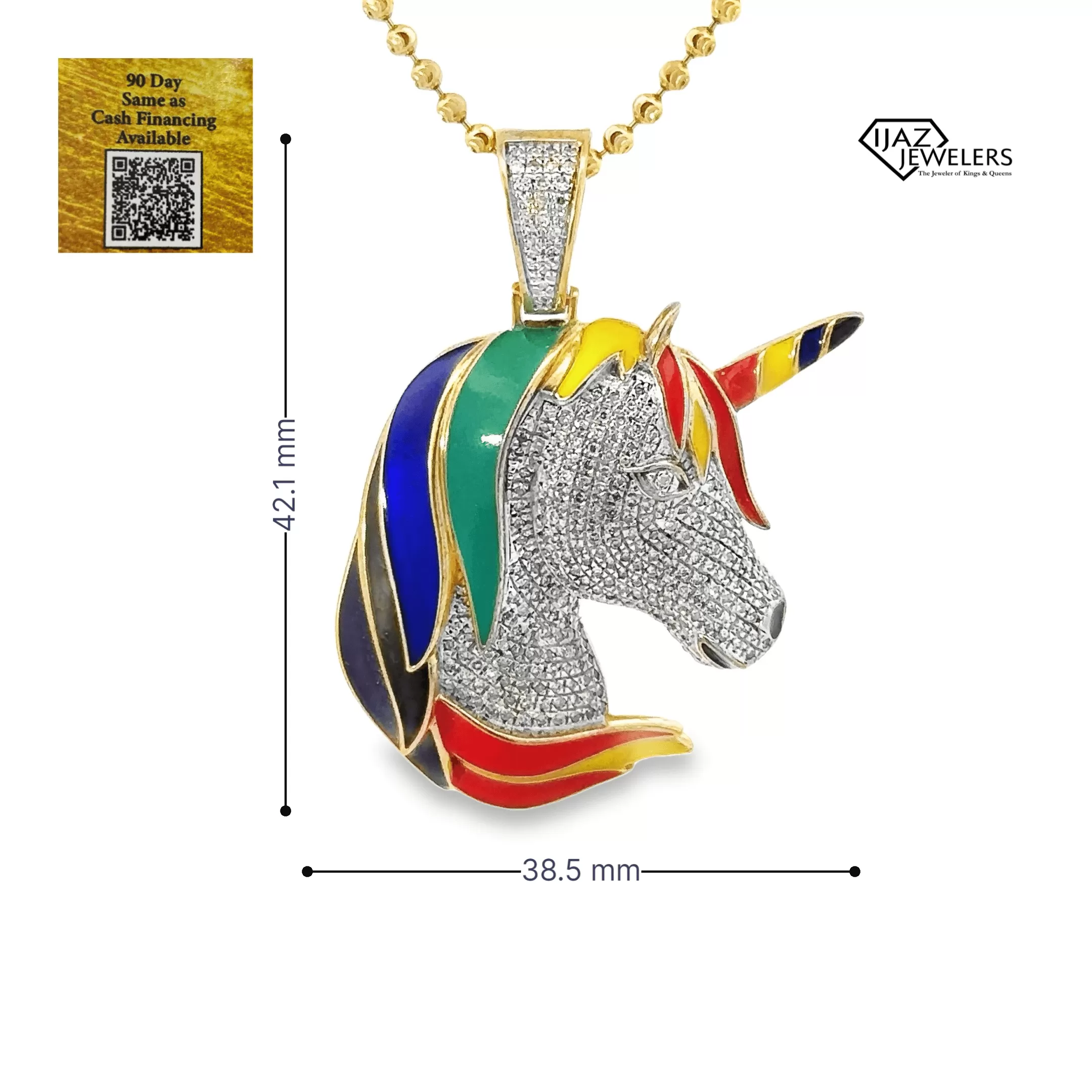 10K Gold 0.63 CTW Diamond Unicorn Charm With Colored Enamel