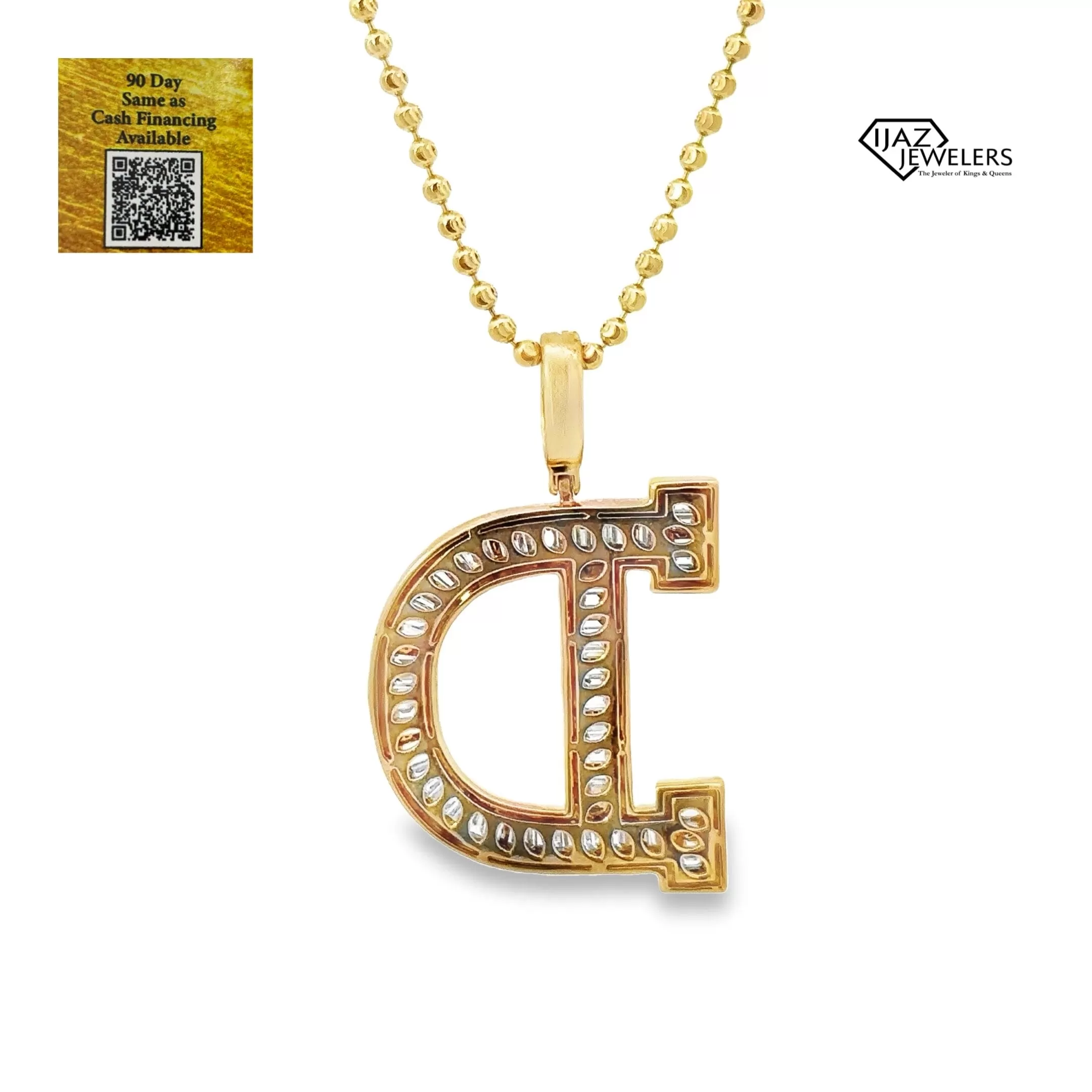 10K Gold 1.87 CTW Diamond D Charm