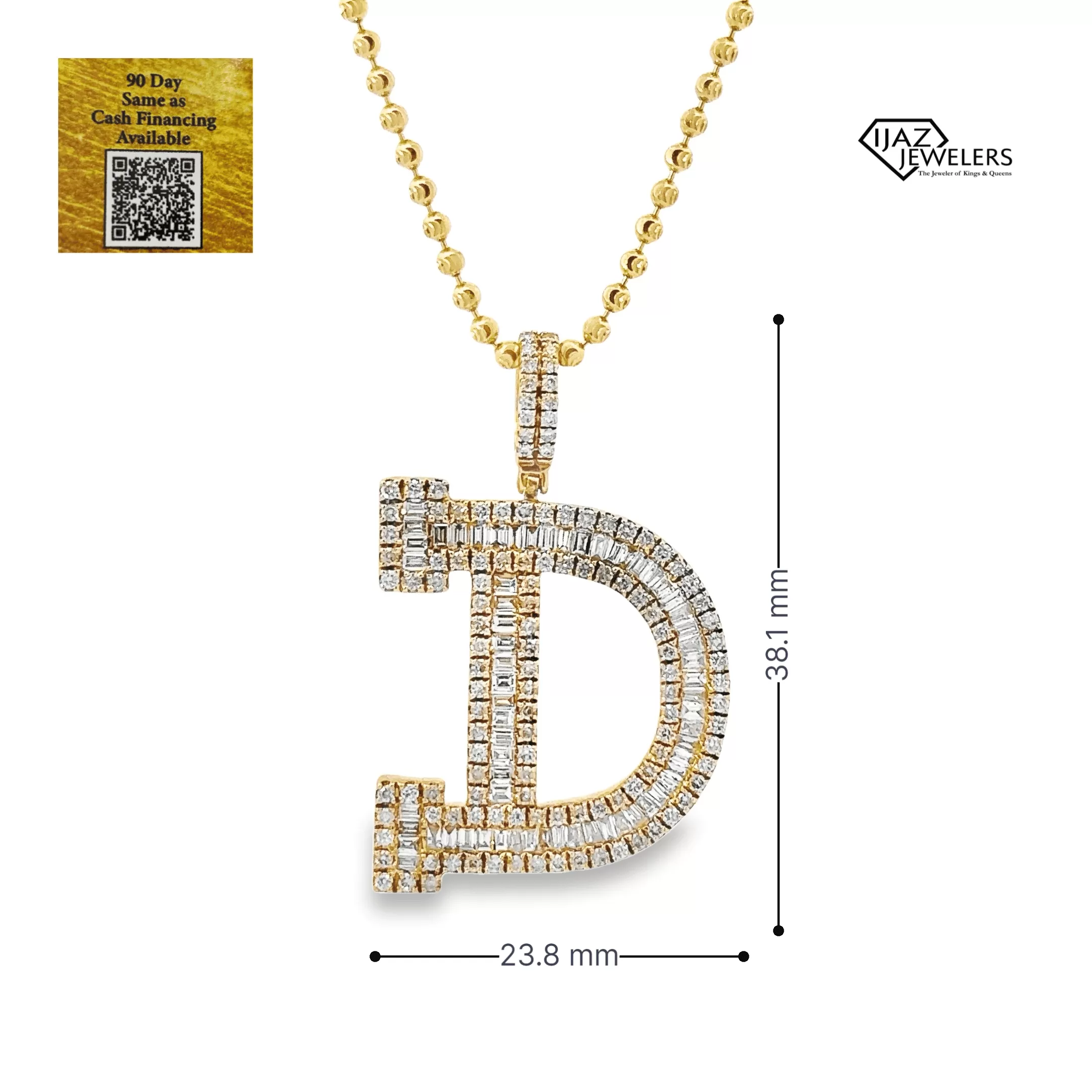 10K Gold 1.87 CTW Diamond D Charm