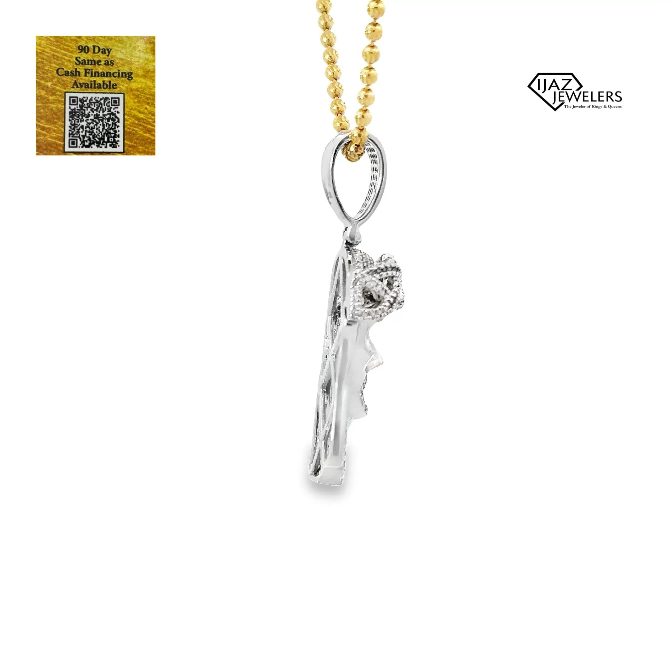 10K White Gold 0.50 CTW Diamond Jesus Charm