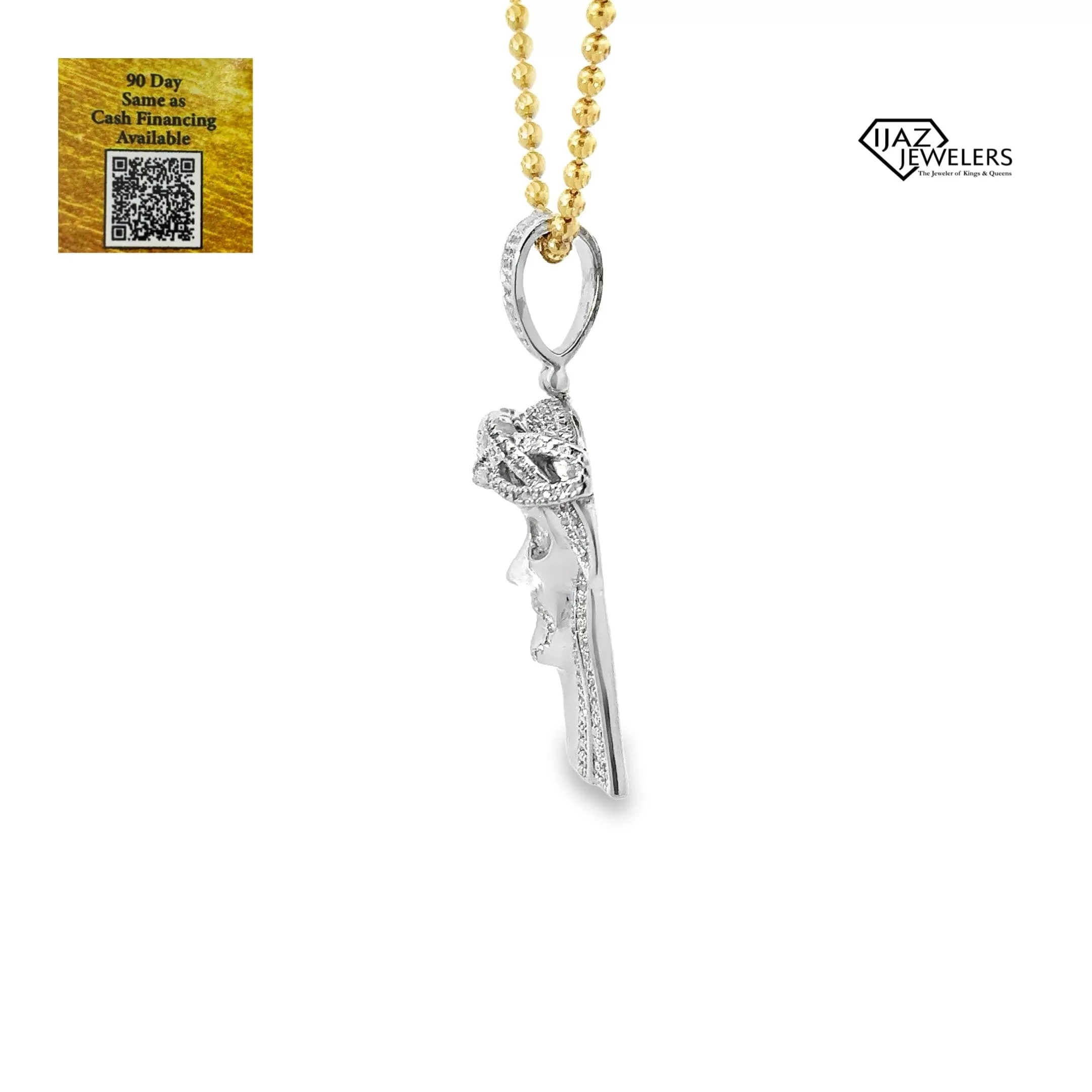 10K White Gold 0.50 CTW Diamond Jesus Charm