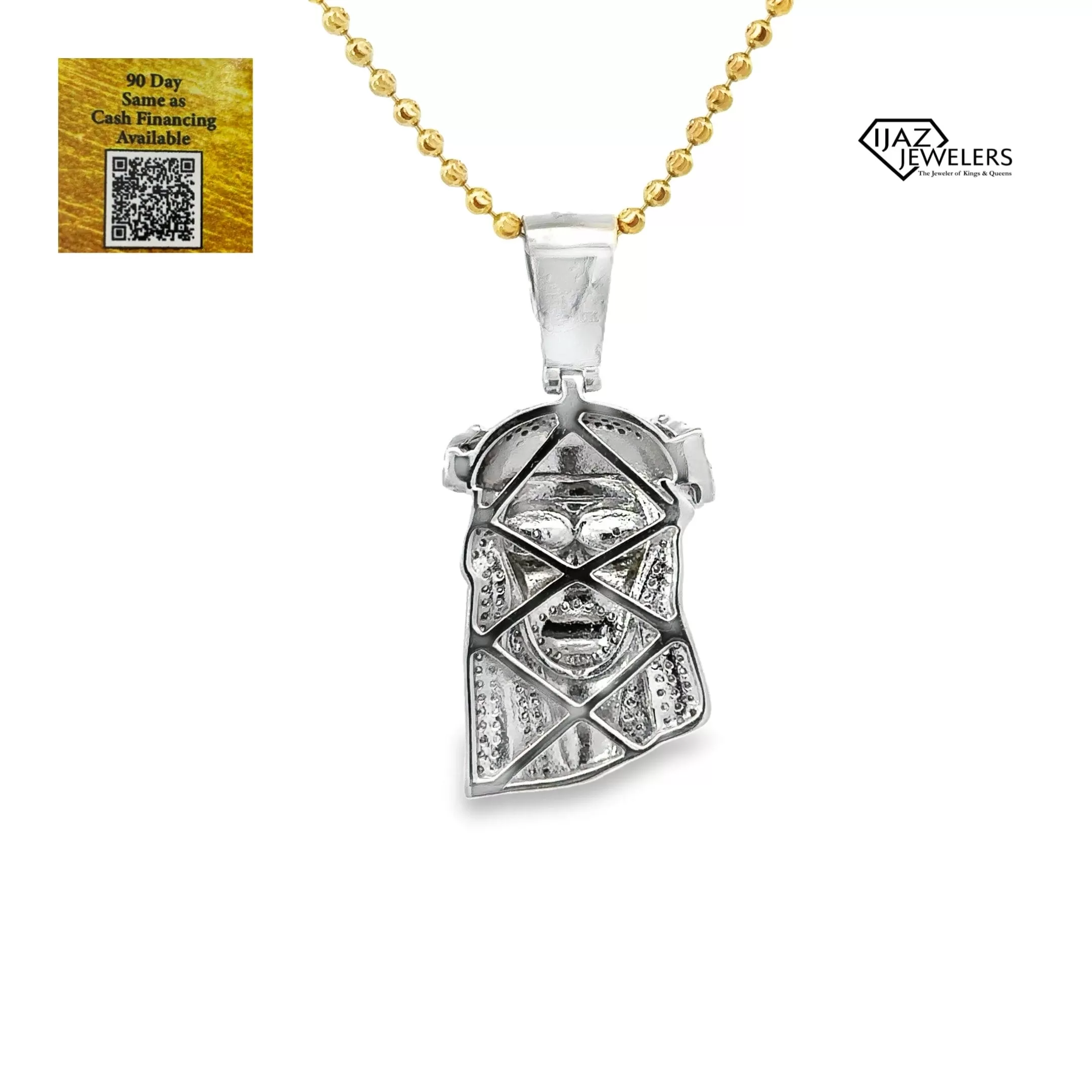 10K White Gold 0.50 CTW Diamond Jesus Charm