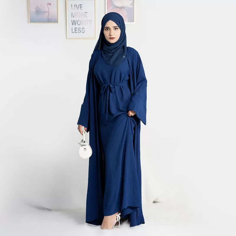 12 Color Options 2 Pieces Set Abaya Dress Muslim Women Clothing Suit With Out Abaya And Inner Dress