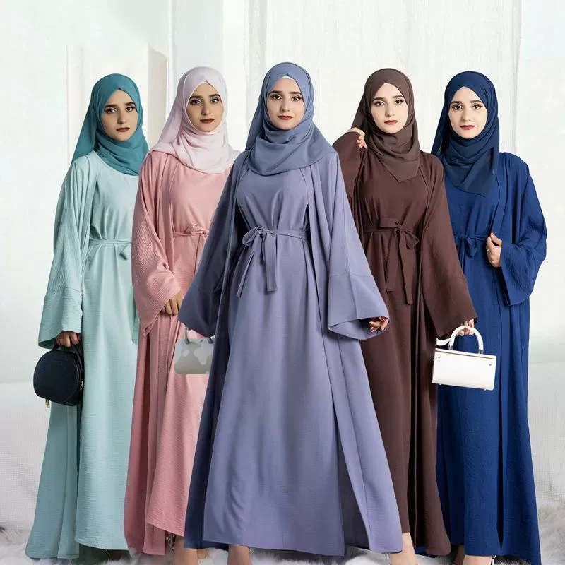 12 Color Options 2 Pieces Set Abaya Dress Muslim Women Clothing Suit With Out Abaya And Inner Dress