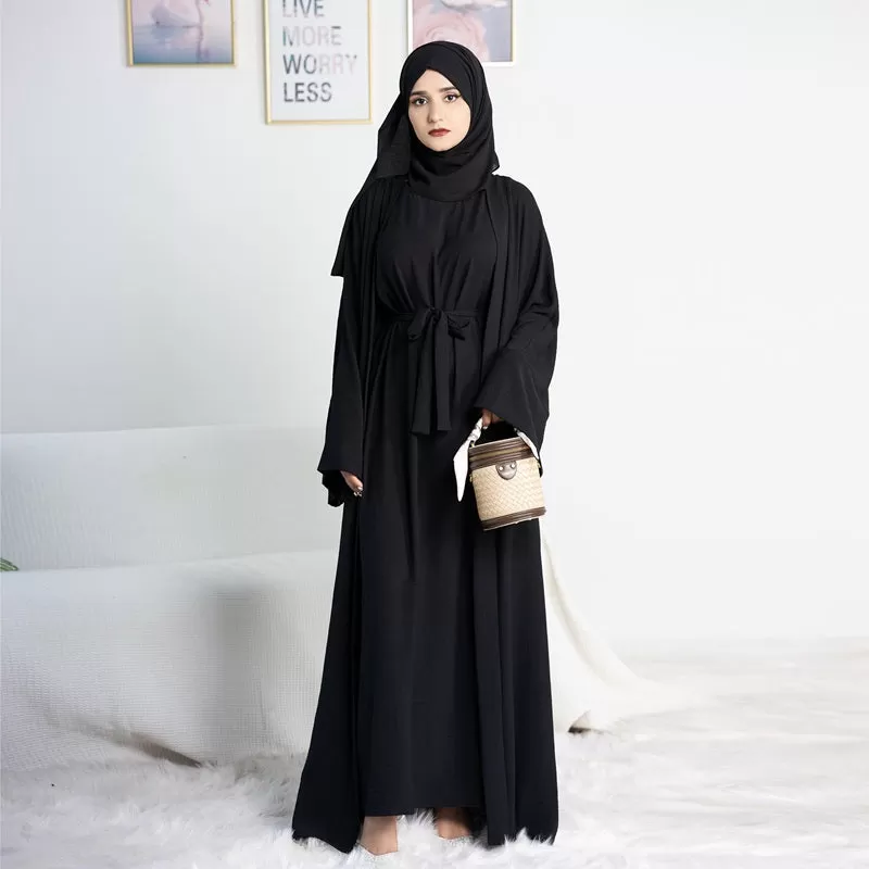 12 Color Options 2 Pieces Set Abaya Dress Muslim Women Clothing Suit With Out Abaya And Inner Dress