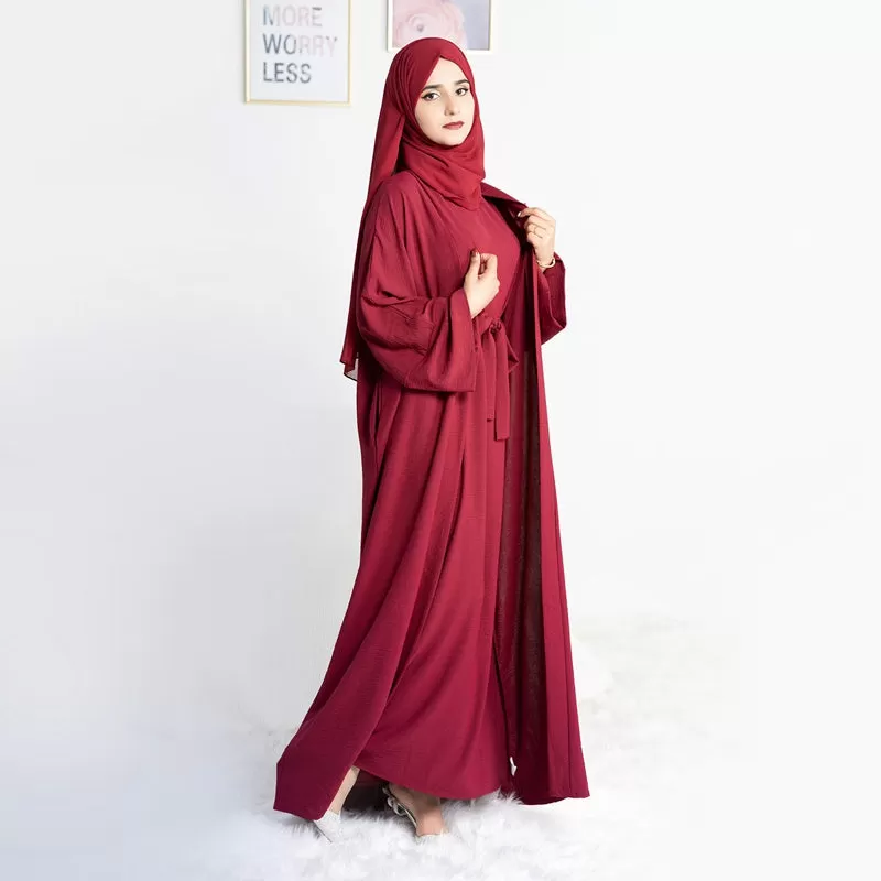 12 Color Options 2 Pieces Set Abaya Dress Muslim Women Clothing Suit With Out Abaya And Inner Dress