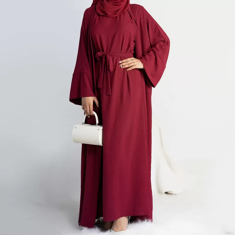 12 Color Options 2 Pieces Set Abaya Dress Muslim Women Clothing Suit With Out Abaya And Inner Dress