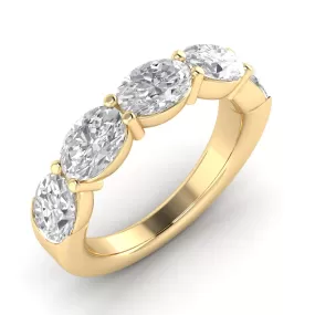 14K & 18K Gold Oval East West Diamond Eternity Ring, Lab Grown