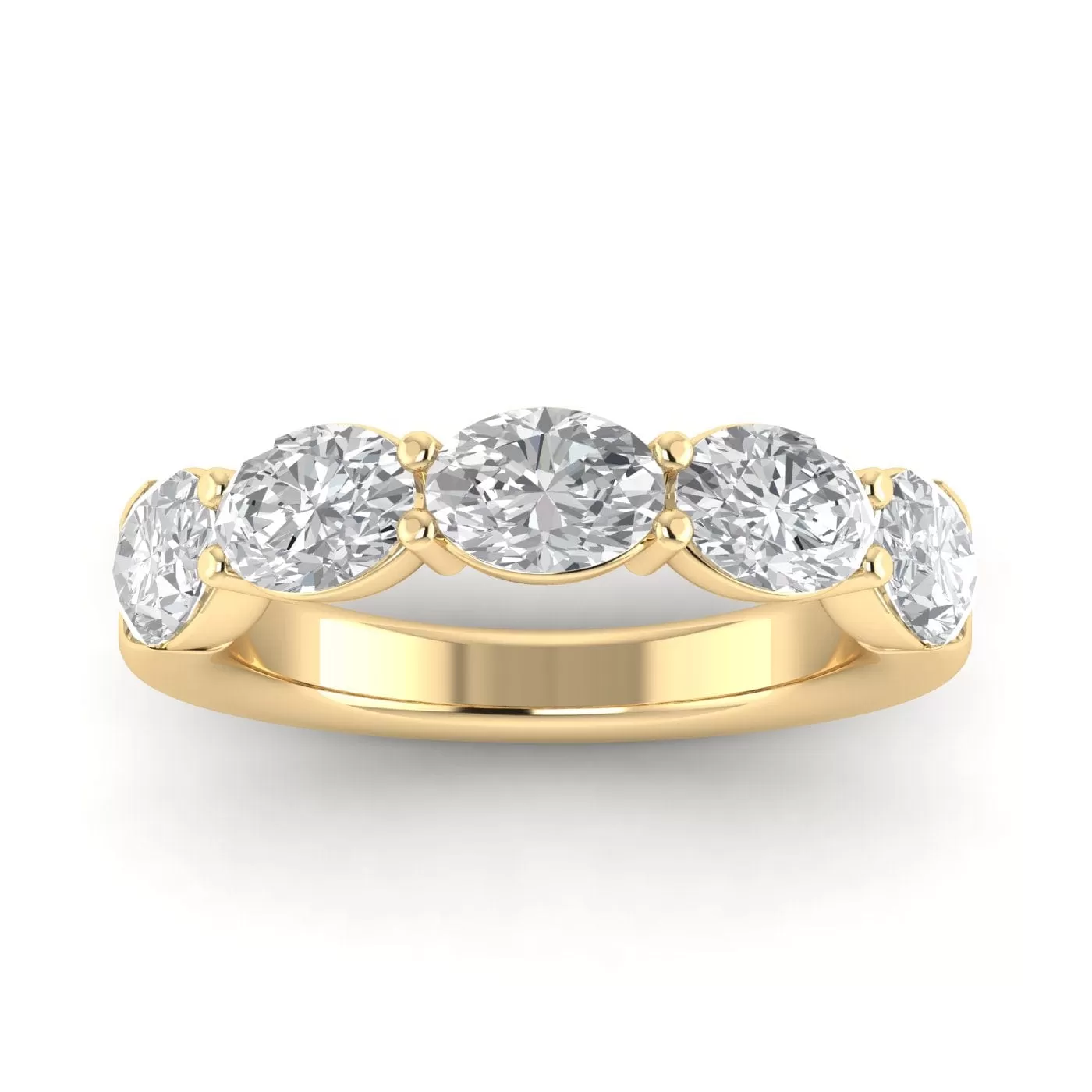 14K & 18K Gold Oval East West Diamond Eternity Ring, Lab Grown