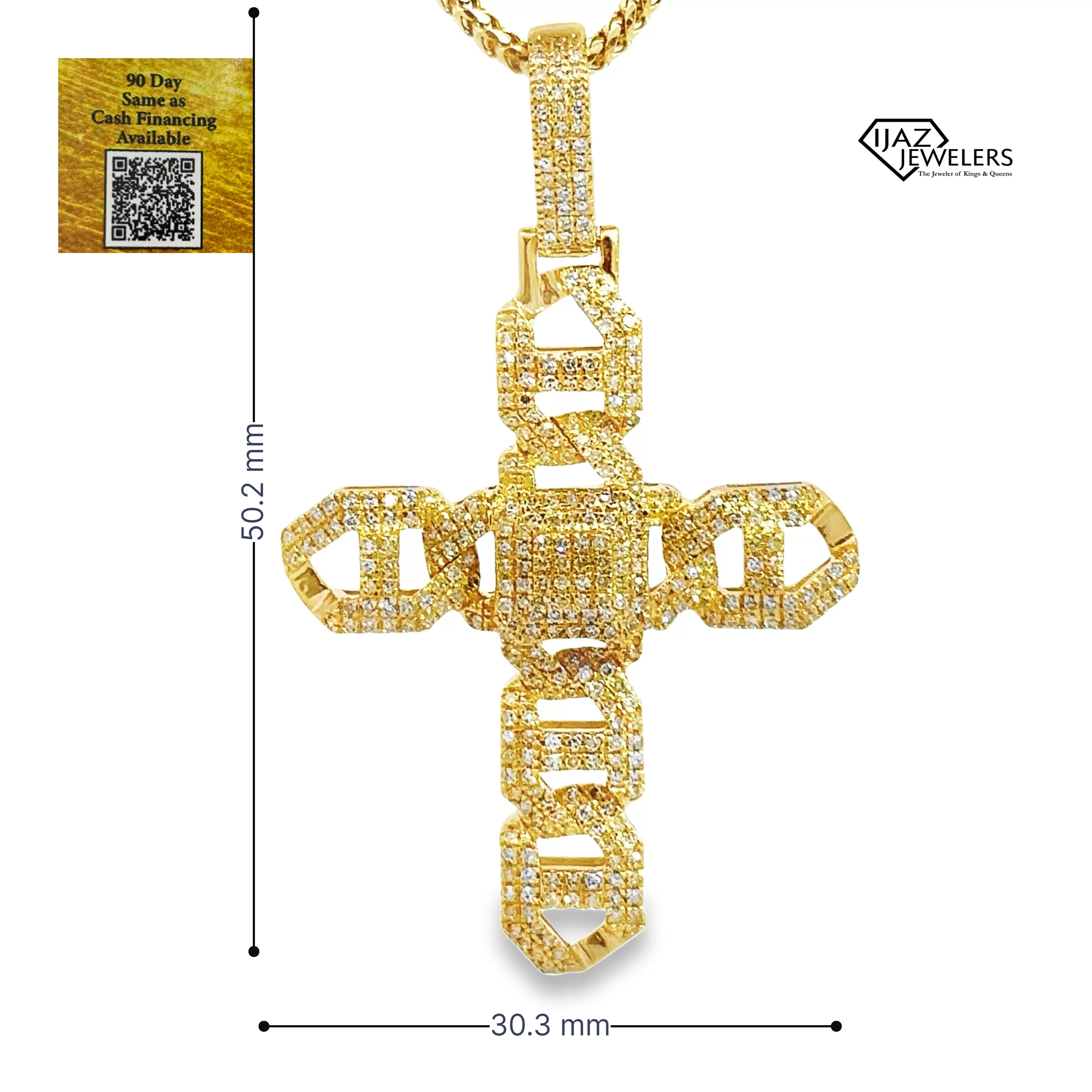 14K Gold 0.85 CTW Diamond Cross Charm