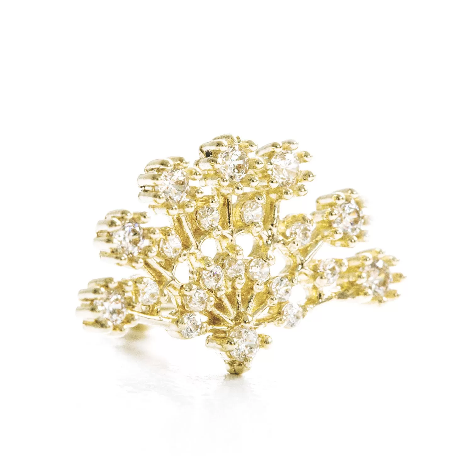 14k Gold Cubic Snowflake Tree Pendant Barbell Ear Stud Piercing