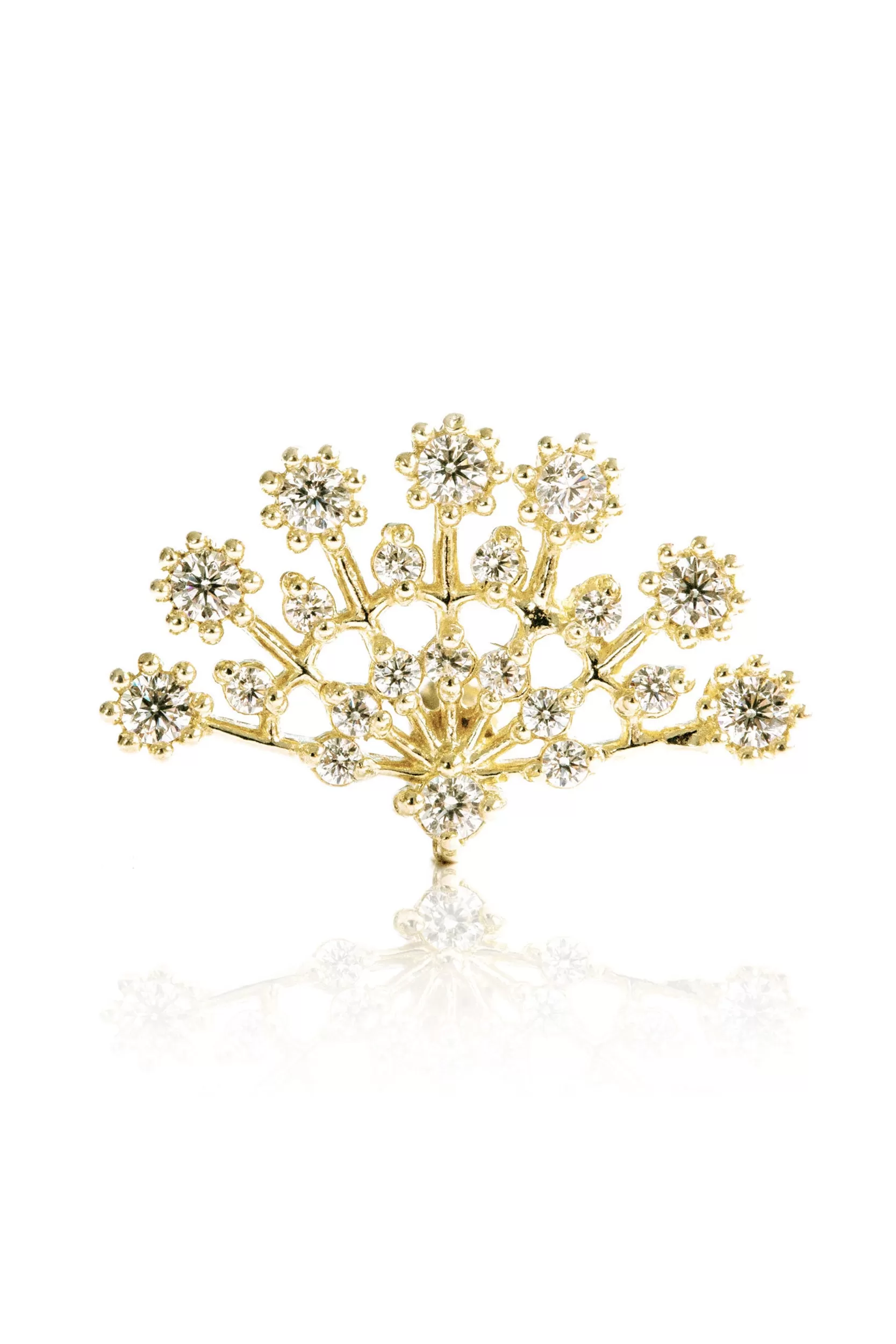 14k Gold Cubic Snowflake Tree Pendant Barbell Ear Stud Piercing