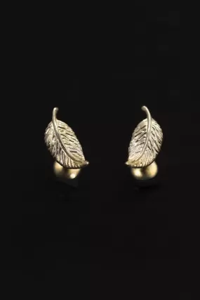 14k Gold Leaf Feather Wing Internally Threaded Flat Back Earring Labret Piercing