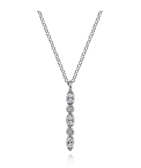 14K White Gold Diamond Bar Necklace