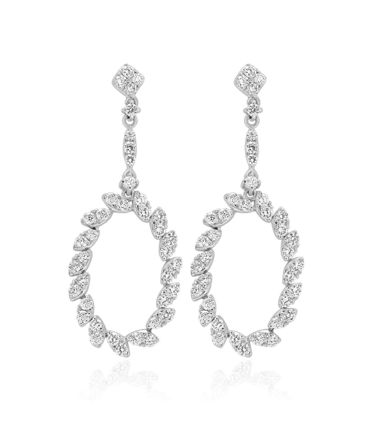 14K White Gold Diamond Dangle Drop Earrings