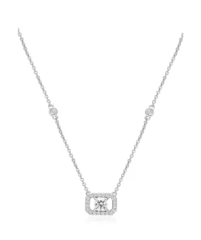 14K White Gold Diamond Pendant Necklace