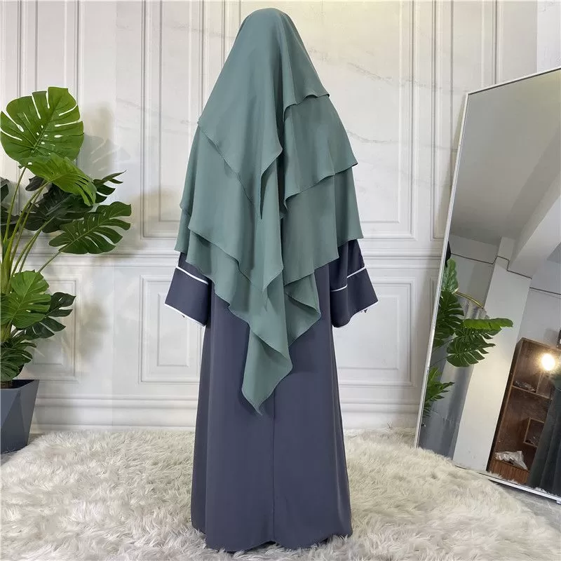 15 Color Options 3 Layer Chiffon Long Khima For Muslim Women