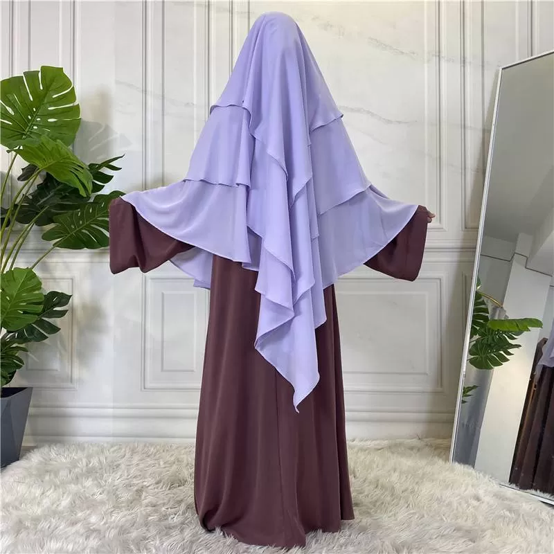 15 Color Options 3 Layer Chiffon Long Khima For Muslim Women