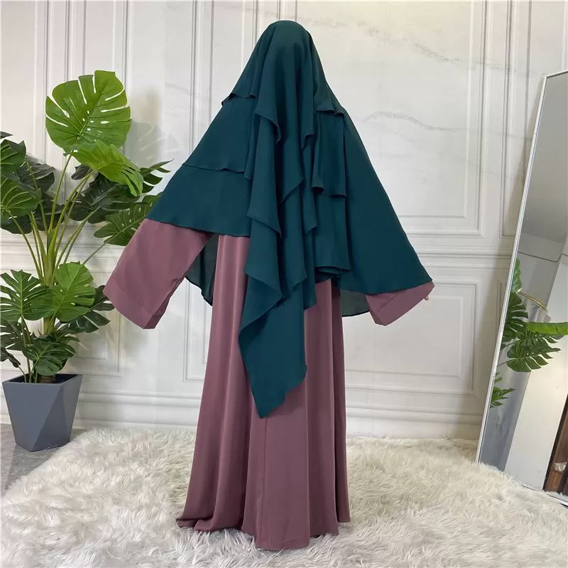 15 Color Options 3 Layer Chiffon Long Khima For Muslim Women