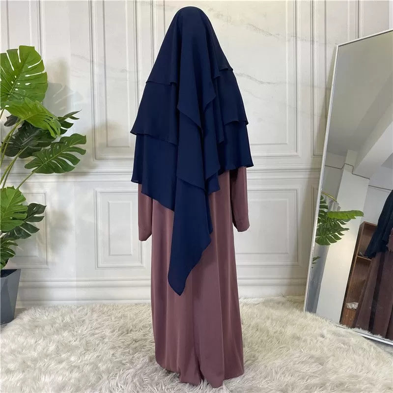 15 Color Options 3 Layer Chiffon Long Khima For Muslim Women