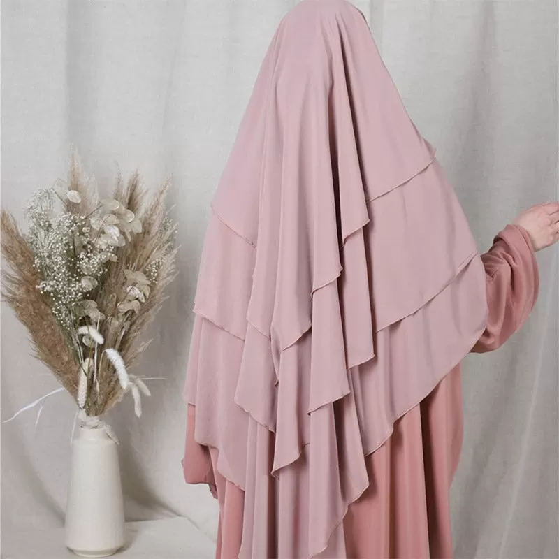 15 Color Options 3 Layer Chiffon Long Khima For Muslim Women