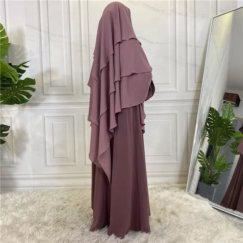 15 Color Options 3 Layer Chiffon Long Khima For Muslim Women