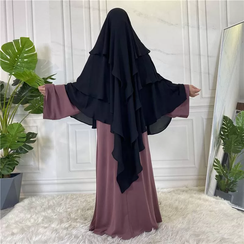 15 Color Options 3 Layer Chiffon Long Khima For Muslim Women