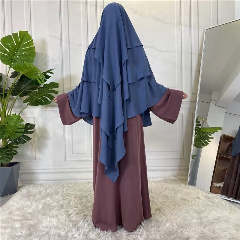 15 Color Options 3 Layer Chiffon Long Khima For Muslim Women