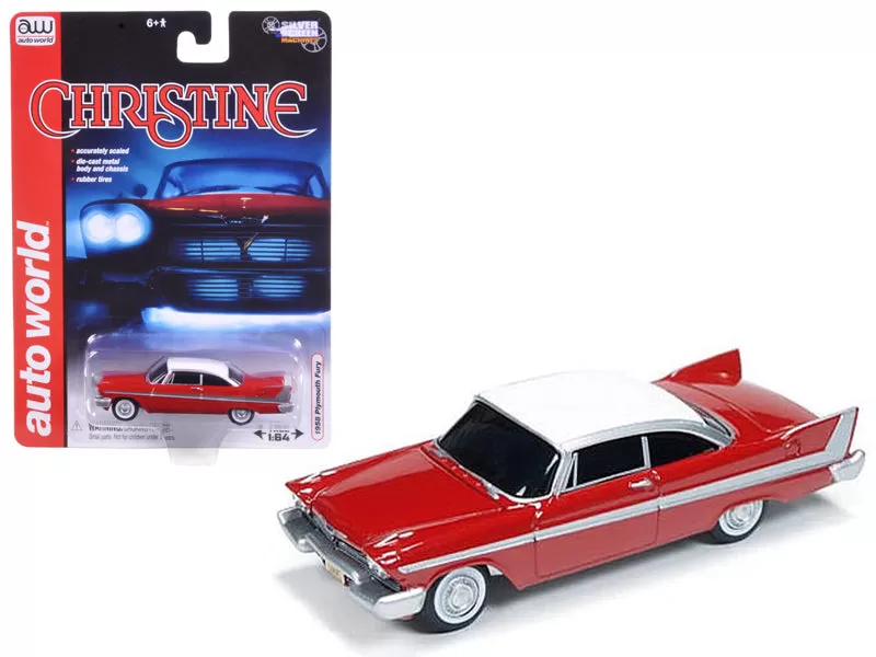 1958 Plymouth Fury Red with White Top Christine (1983) Movie 1/64 Diecast Model Car by Auto World