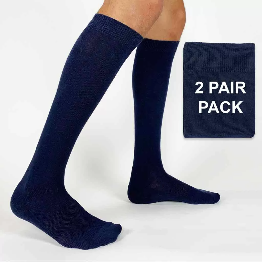 2 Pack of Navy Blue Cotton Sport Knee High Sock Basics