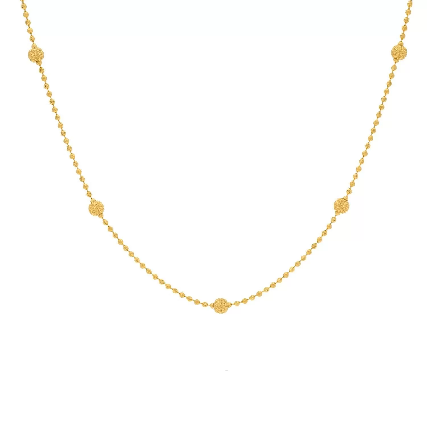 22K Yellow Gold Glittering Chain, Length 16inches