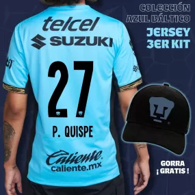 27 Piero Quispe - Colección Azul Báltico - Jersey Tercer Kit   Gorra de Regalo