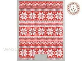 3D Red Knit Sweater Pattern Adhesive Nail Art Sticker - 1 pc (TS-953)