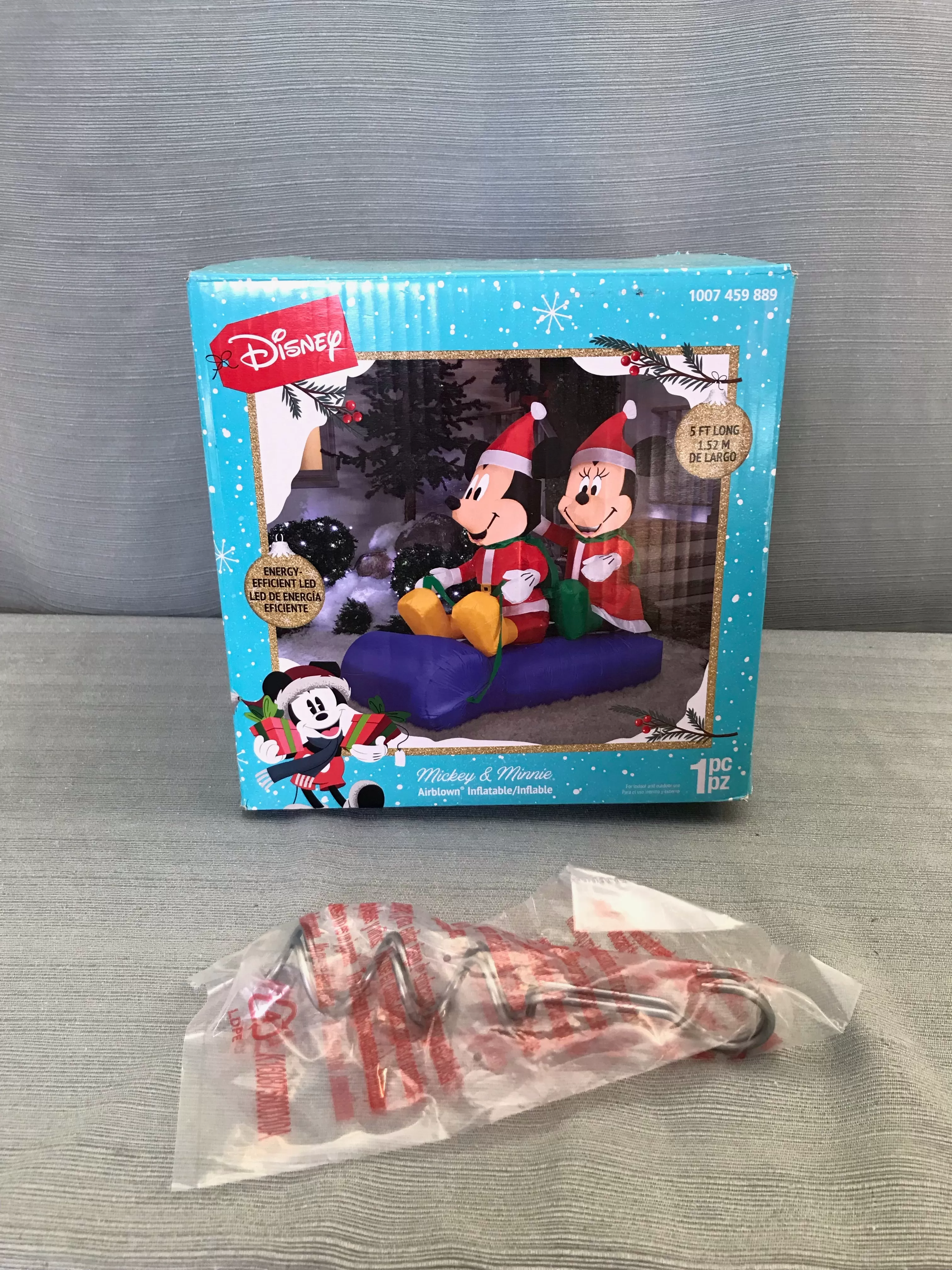 5 ft. LED Christmas Mickey and Minnie on a Sled Inflatable - Like New!