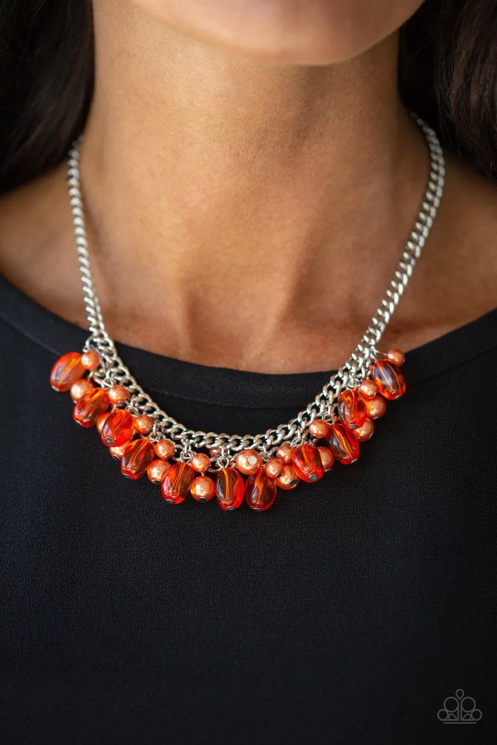 5th Avenue Flirtation Orange and Silver Necklace - Paparazzi Accessories