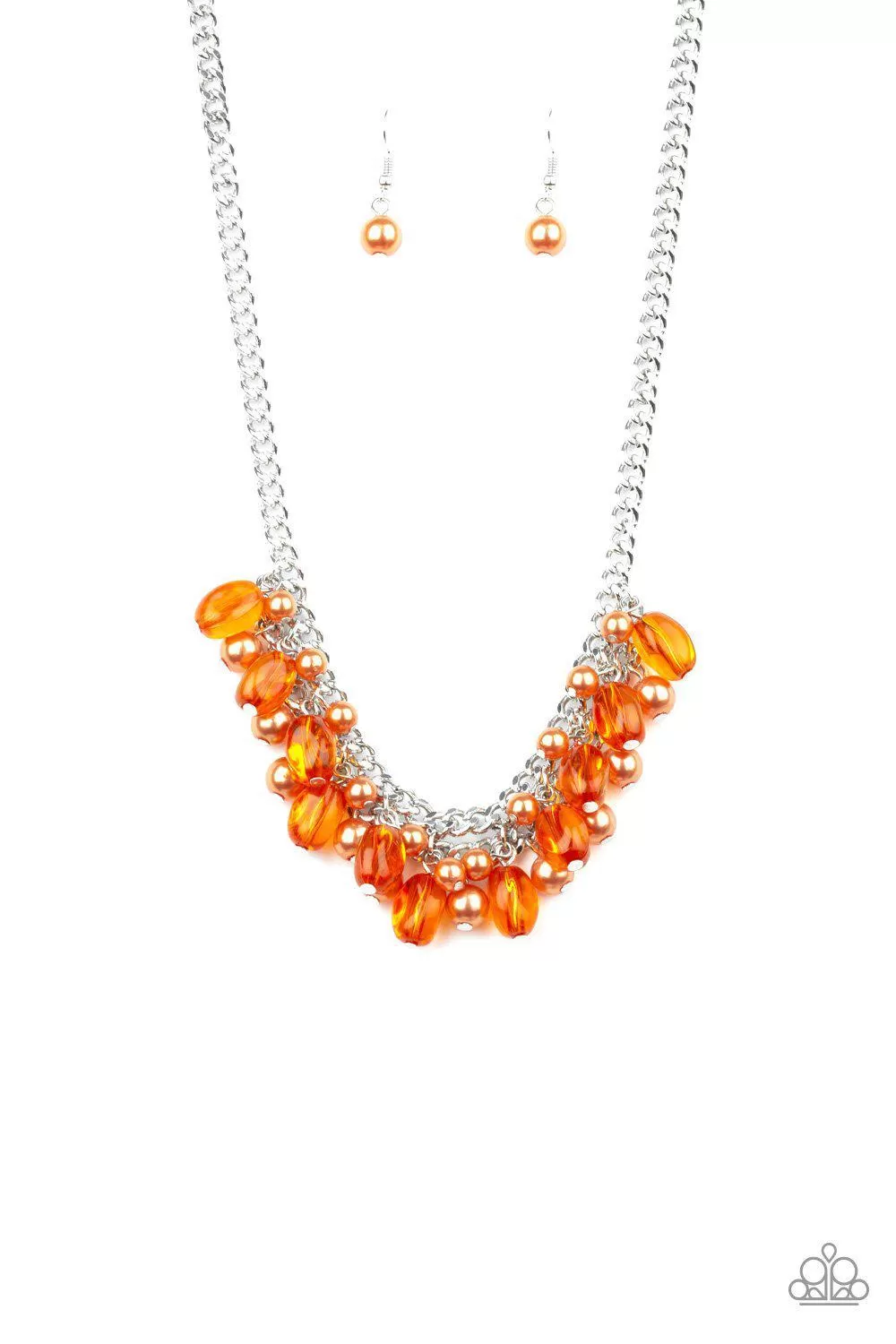 5th Avenue Flirtation Orange and Silver Necklace - Paparazzi Accessories