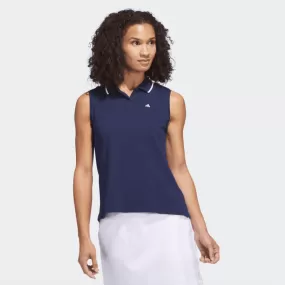 Adidas Ladies Go-To Piqué Sleeveless Golf Polo Shirt - Blue