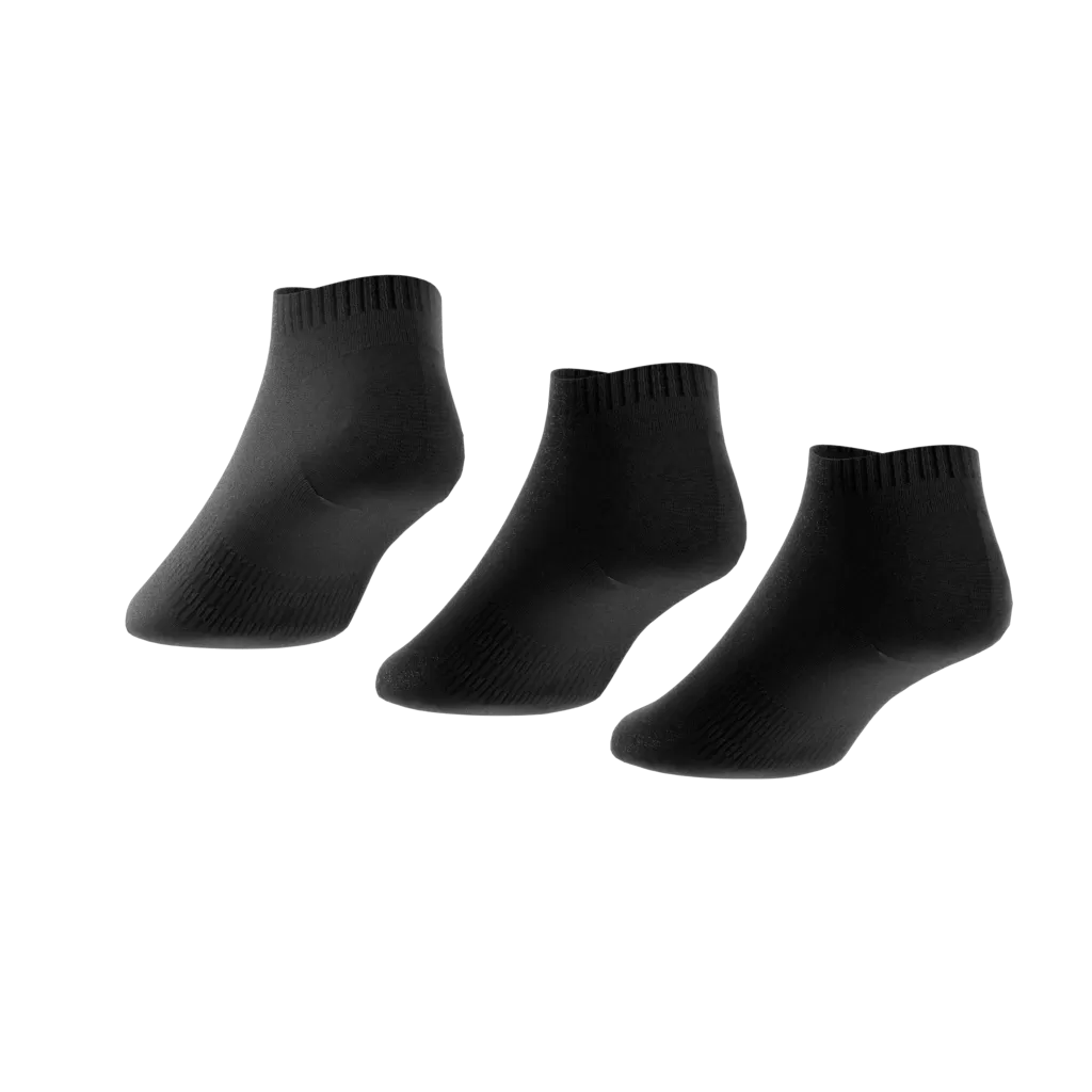 ADIDAS UNISEX CUSHIONED LOW-CUT SOCKS 3 PAIRS BLACK SOCKS