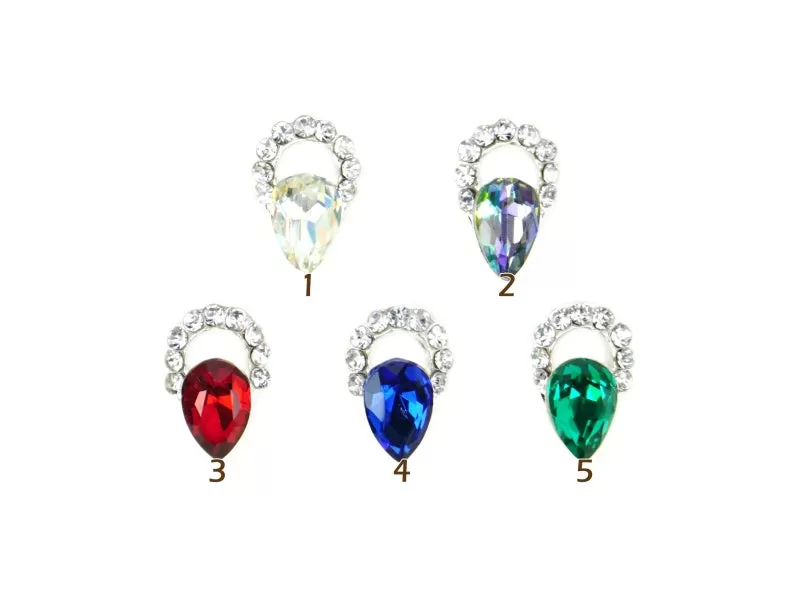 Adrian Drop Crystal Nail Metal Charm - 2 pcs