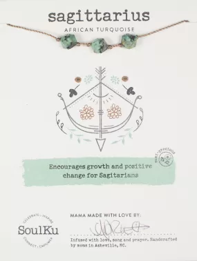 African Turquoise Zodiac Necklace for Sagittarius | 11/22 - 12/21