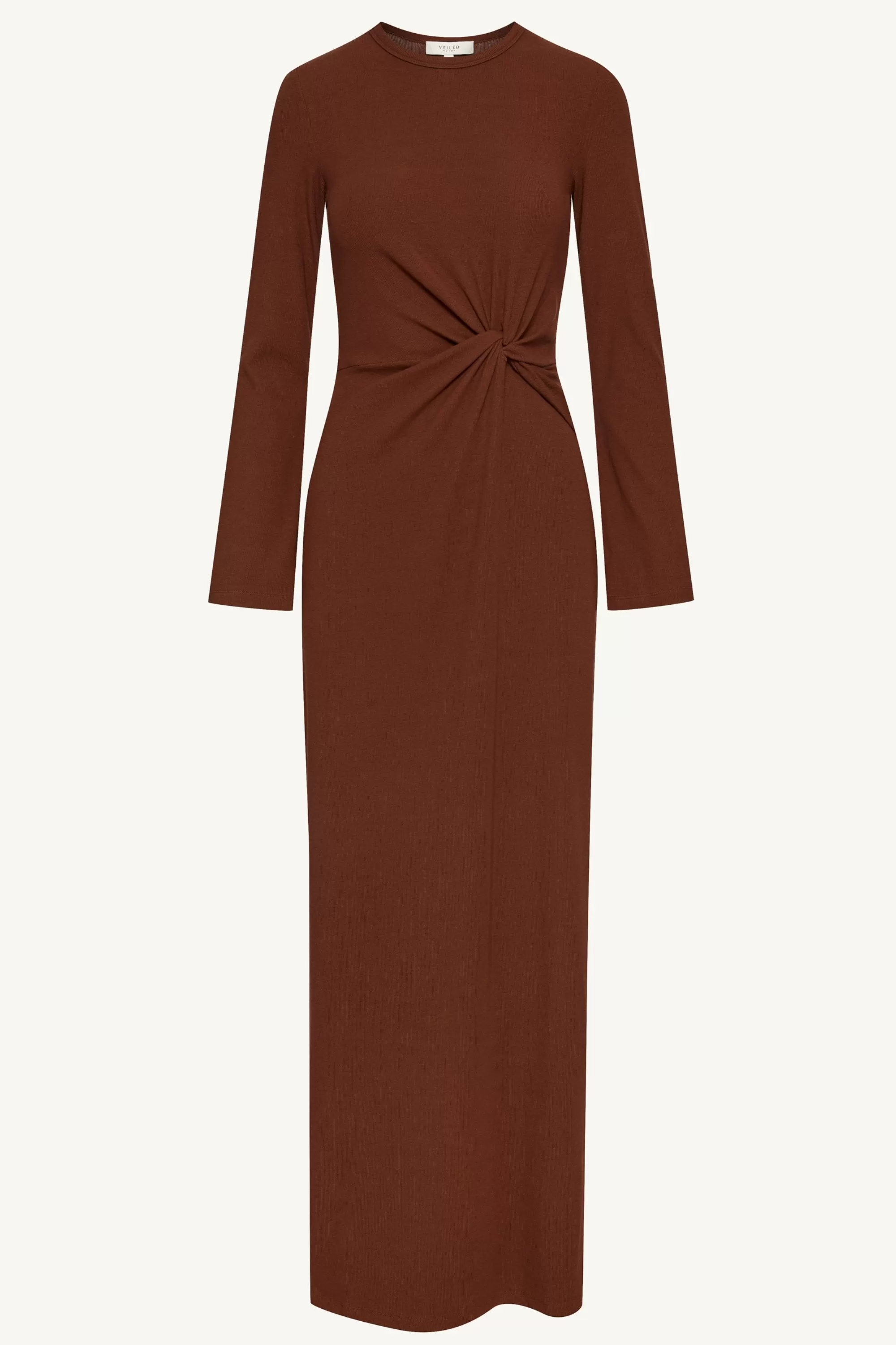 Aissia Ribbed Twist Front Maxi Dress - Chocolate