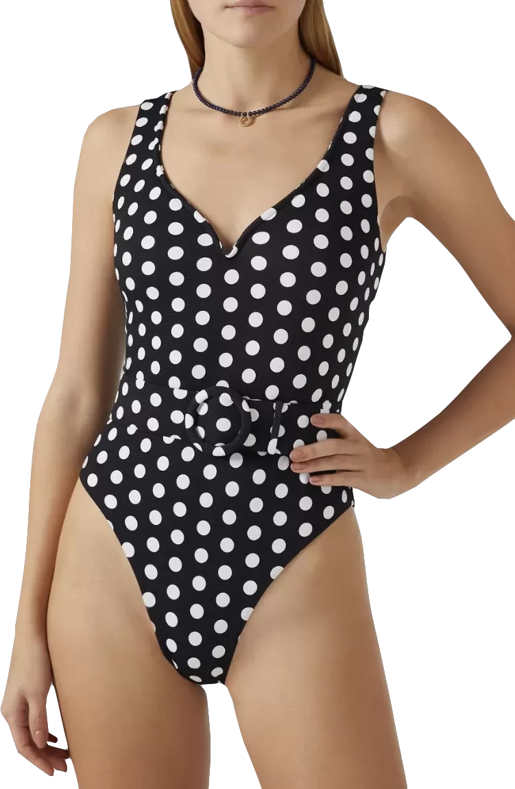 Alexandra Miro Black Kamala Belted One-piece Swimsuit UK S